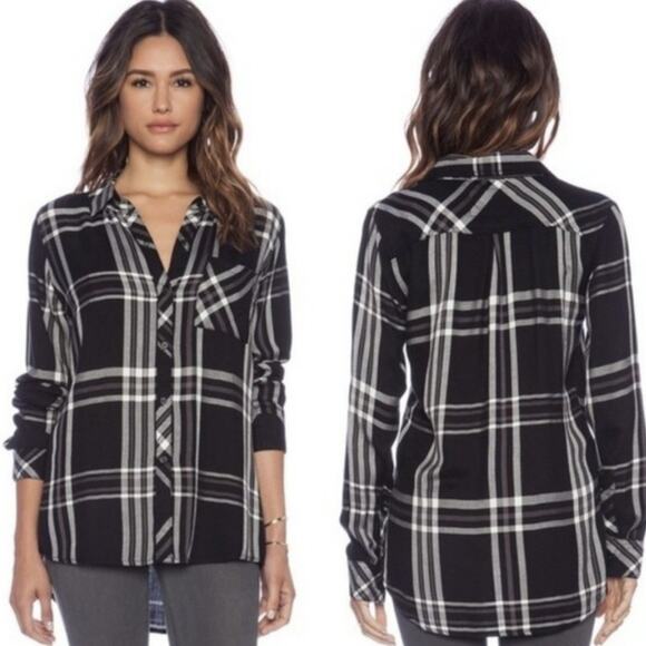 Rails Tops - Rails Hunter Plaid Shirt Black Ivory Size Large